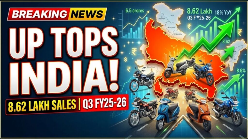 India Two-Wheeler Sales Q3 FY2025-26: Uttar Pradesh Tops with 15.1% Share, Western Zone Leads Overall